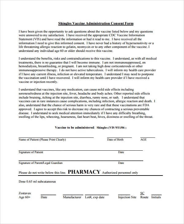 FREE 8+ Sample Vaccine Consent Form Templates in PDF