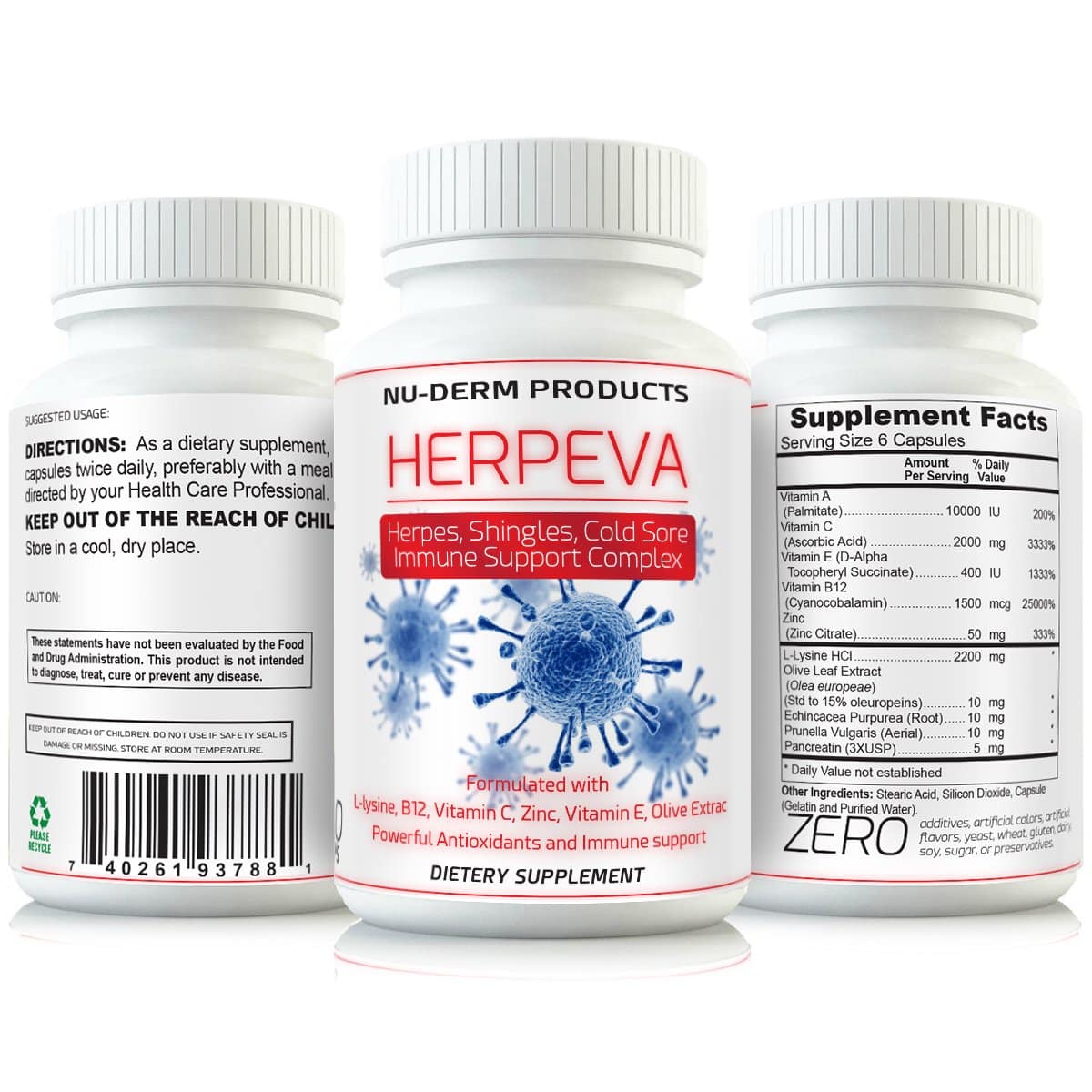 Herpeva Best Virus Shingles Cold Sores Anti Virus Supplements Clinical ...